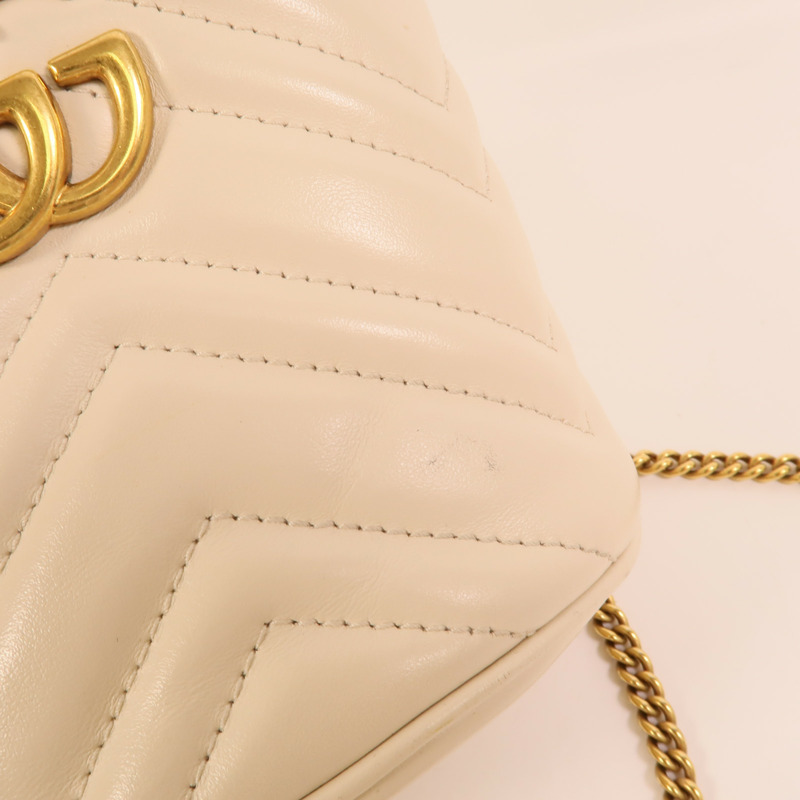 GUCCI 牛皮皮革GG Marmont Bucket鏈帶肩背袋-14