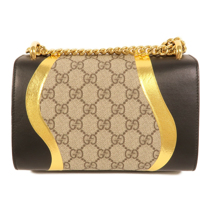 GUCCI 塗層帆布/牛皮皮革Padlock Bag鏈帶肩背袋-1