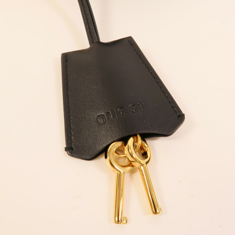 GUCCI 塗層帆布/牛皮皮革Padlock Bag鏈帶肩背袋-7