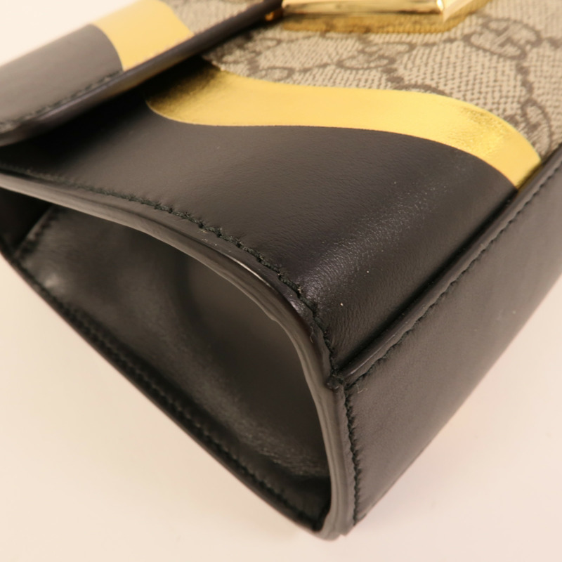 GUCCI 塗層帆布/牛皮皮革Padlock Bag鏈帶肩背袋-12