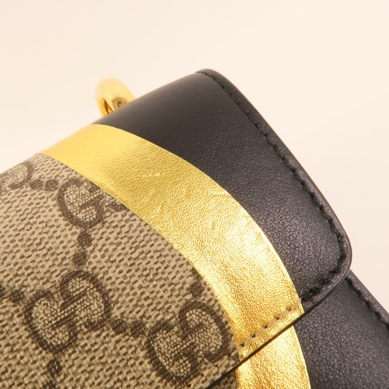 GUCCI 塗層帆布/牛皮皮革Padlock Bag鏈帶肩背袋-17