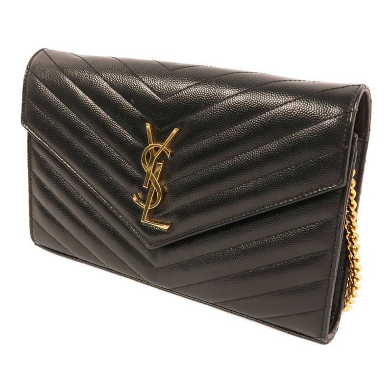 YVES SAINT LAURENT 牛皮皮革Cassandre Envelope鏈帶肩背袋-2