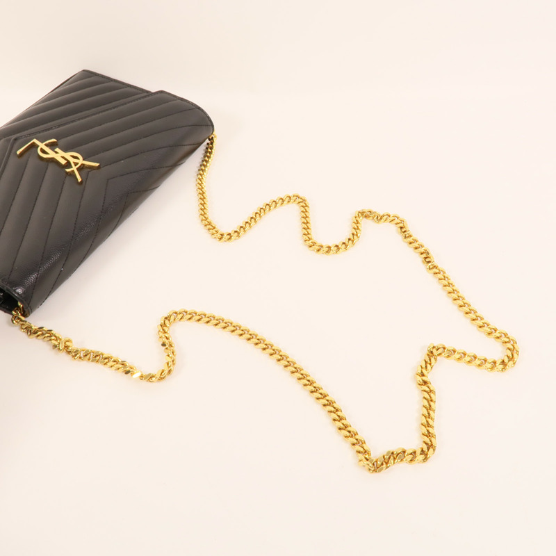 YVES SAINT LAURENT 牛皮皮革Cassandre Envelope鏈帶肩背袋-5