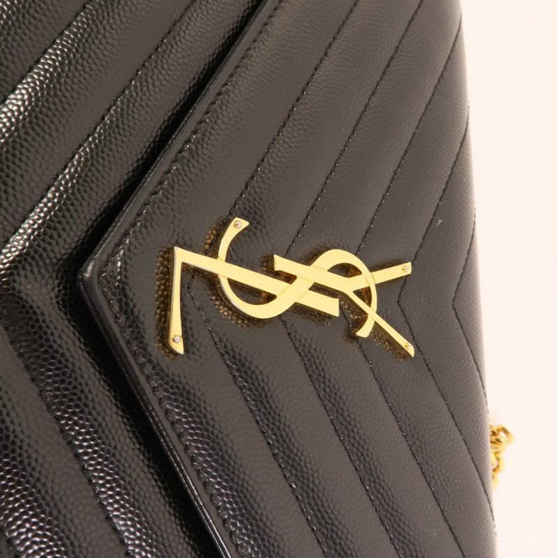 YVES SAINT LAURENT 牛皮皮革Cassandre Envelope鏈帶肩背袋-6