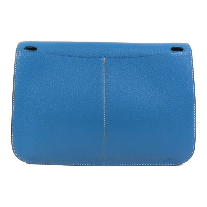 HERMES Clemence皮革Halzan 31手挽肩背兩用袋Bleu Hydra-1