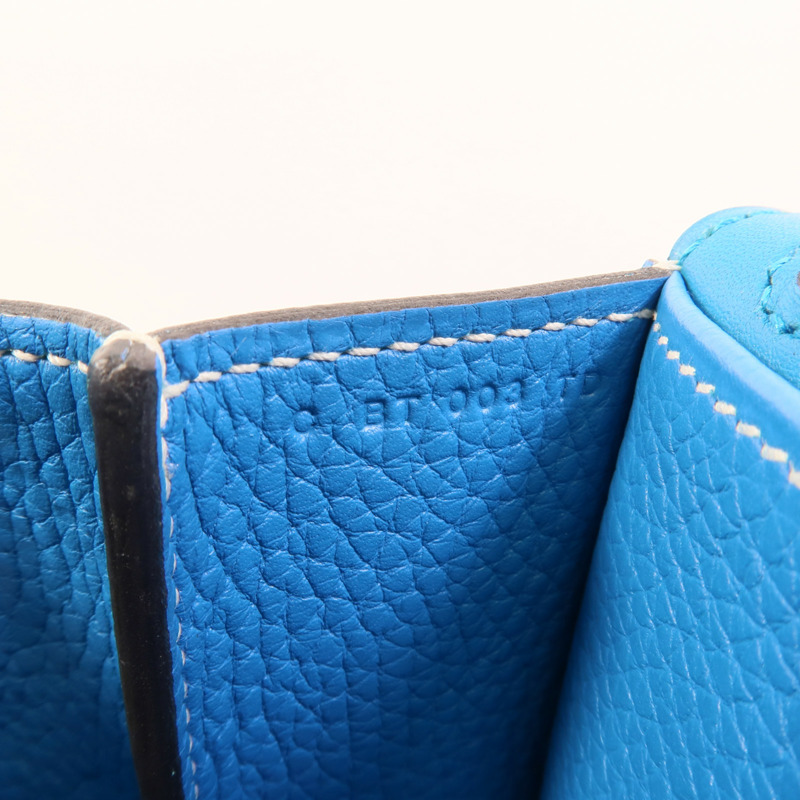 HERMES Clemence皮革Halzan 31手挽肩背兩用袋Bleu Hydra-8