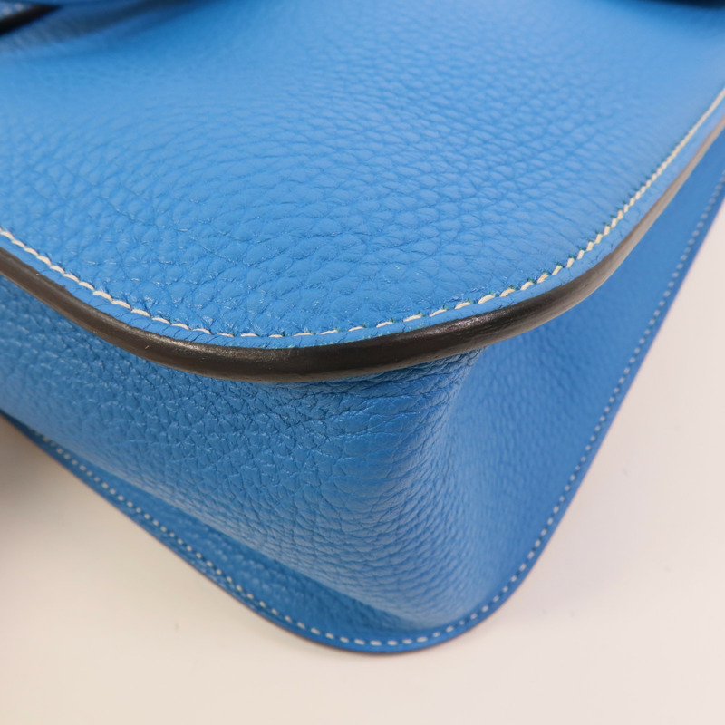 HERMES Clemence皮革Halzan 31手挽肩背兩用袋Bleu Hydra-11