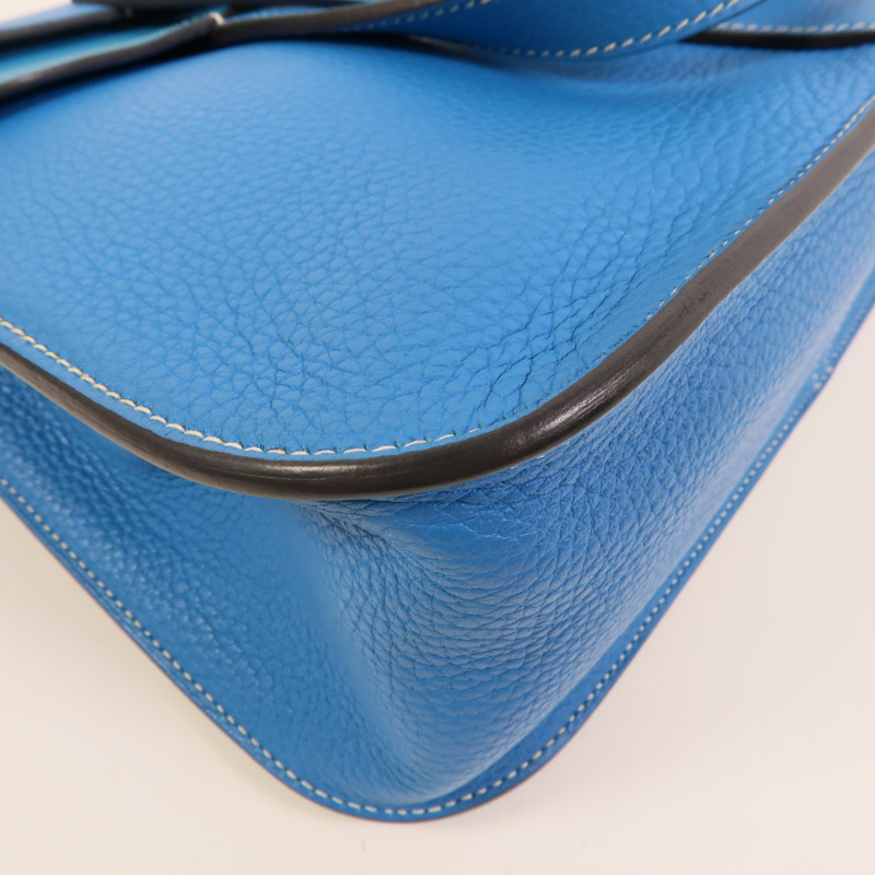 HERMES Clemence皮革Halzan 31手挽肩背兩用袋Bleu Hydra-12