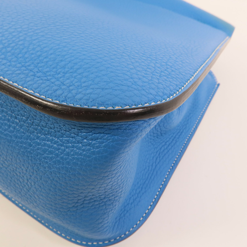 HERMES Clemence皮革Halzan 31手挽肩背兩用袋Bleu Hydra-13