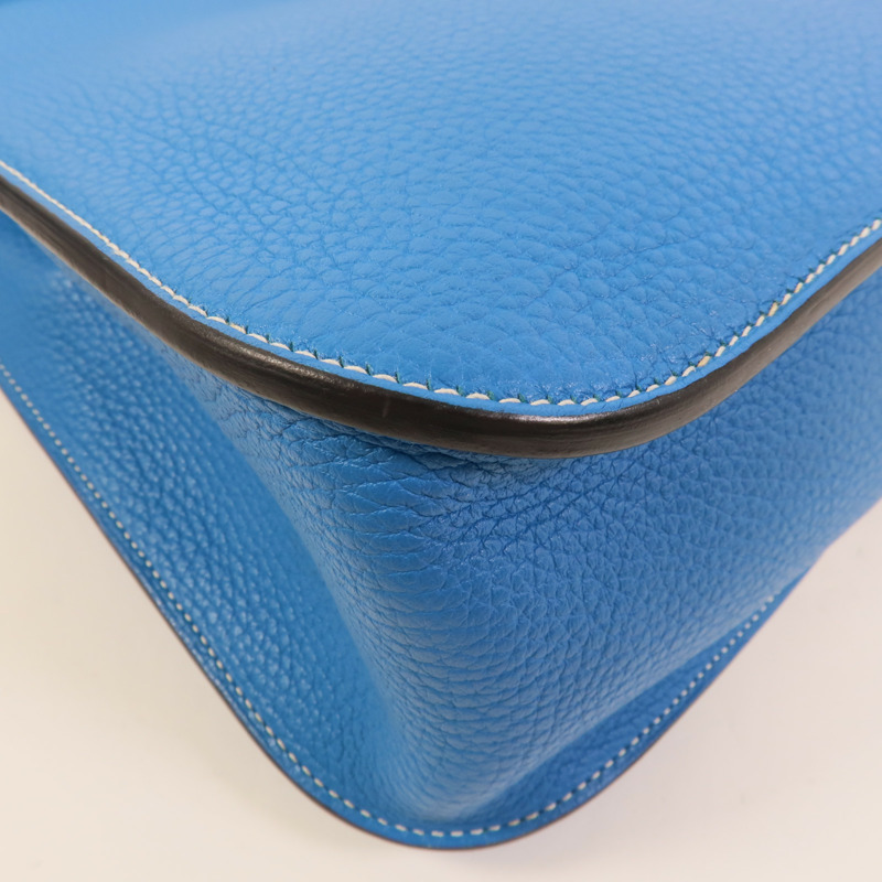 HERMES Clemence皮革Halzan 31手挽肩背兩用袋Bleu Hydra-14