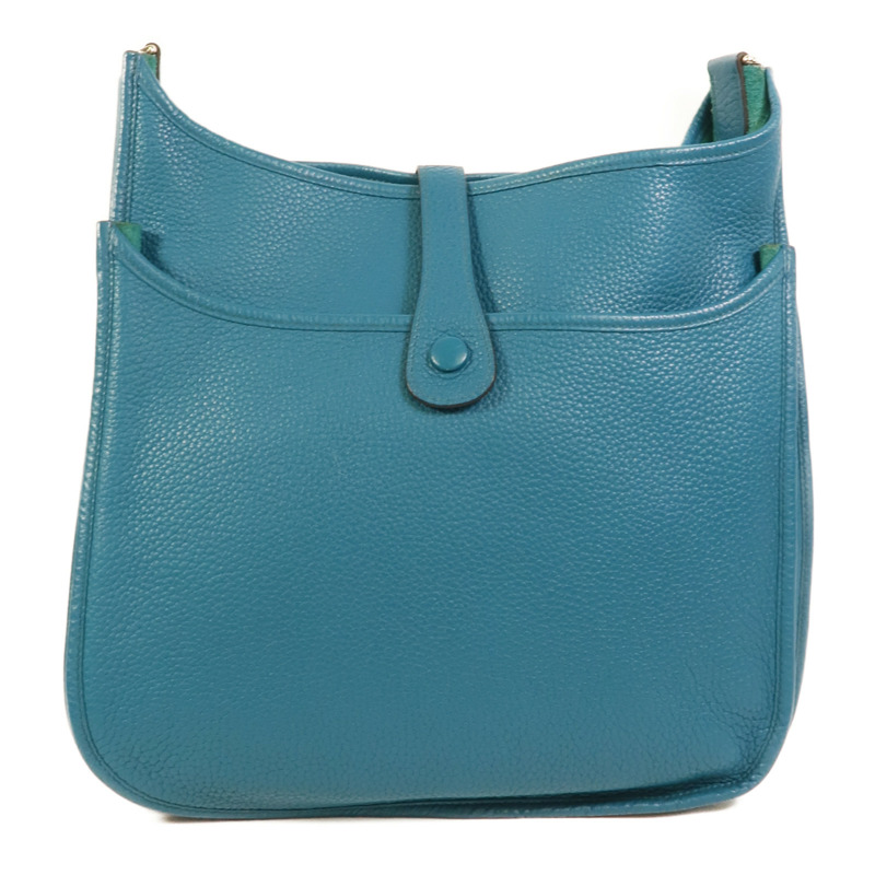HERMES Clemence皮革Evelyne GM肩背袋Turquoise-1