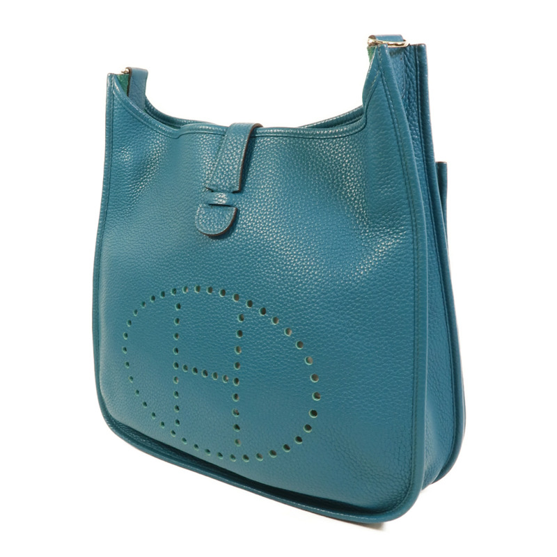HERMES Clemence皮革Evelyne GM肩背袋Turquoise-2