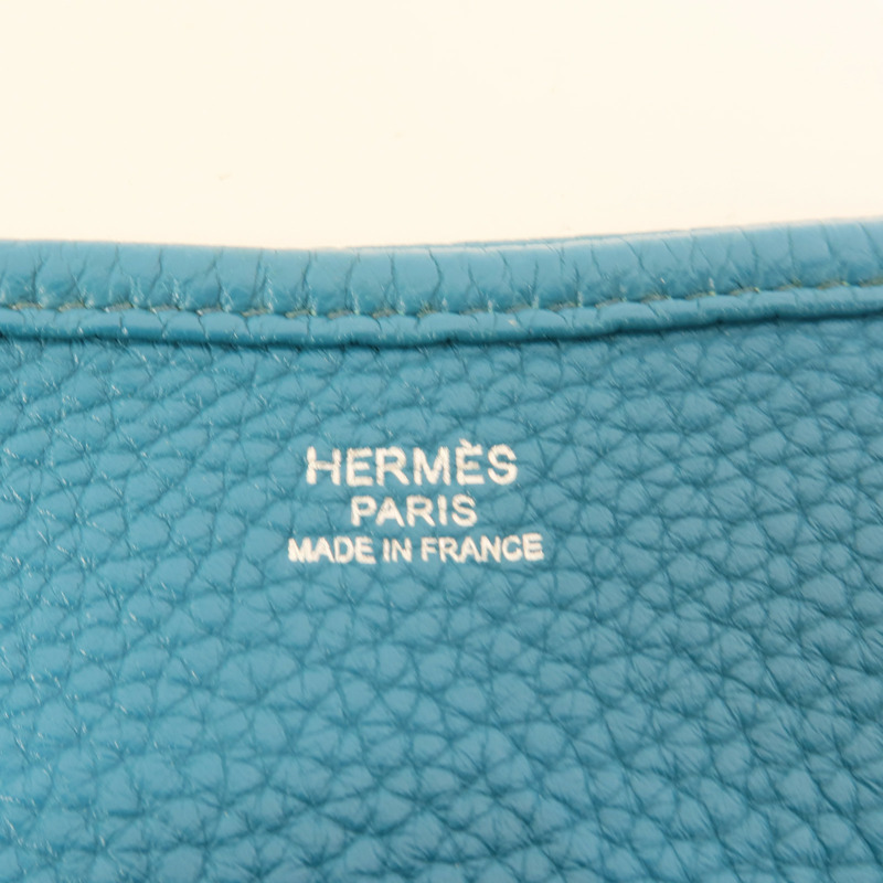 HERMES Clemence皮革Evelyne GM肩背袋Turquoise-6