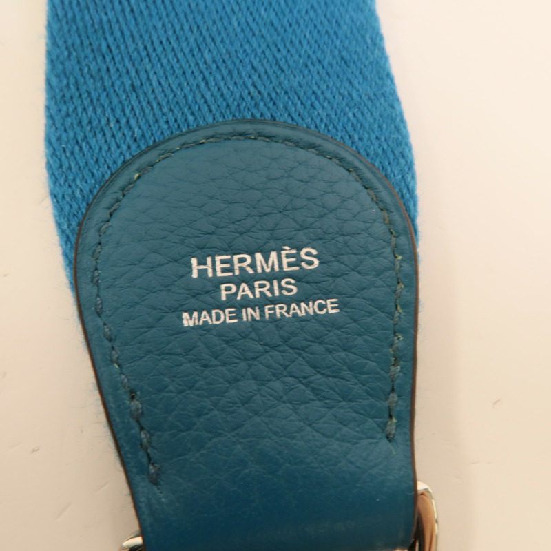 HERMES Clemence皮革Evelyne GM肩背袋Turquoise-8