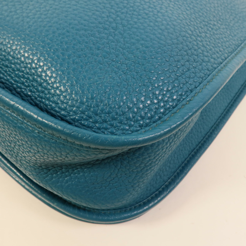HERMES Clemence皮革Evelyne GM肩背袋Turquoise-10