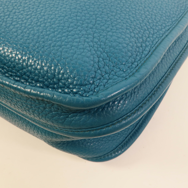 HERMES Clemence皮革Evelyne GM肩背袋Turquoise-11