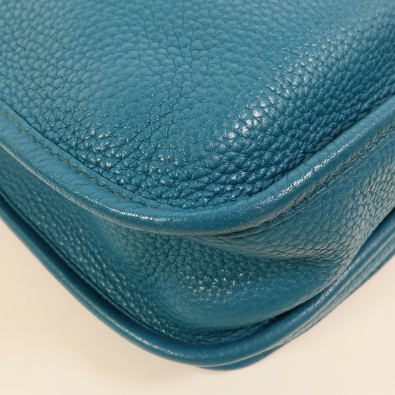 HERMES Clemence皮革Evelyne GM肩背袋Turquoise-13
