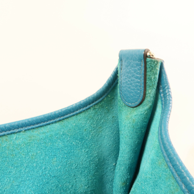 HERMES Clemence皮革Evelyne GM肩背袋Turquoise-14