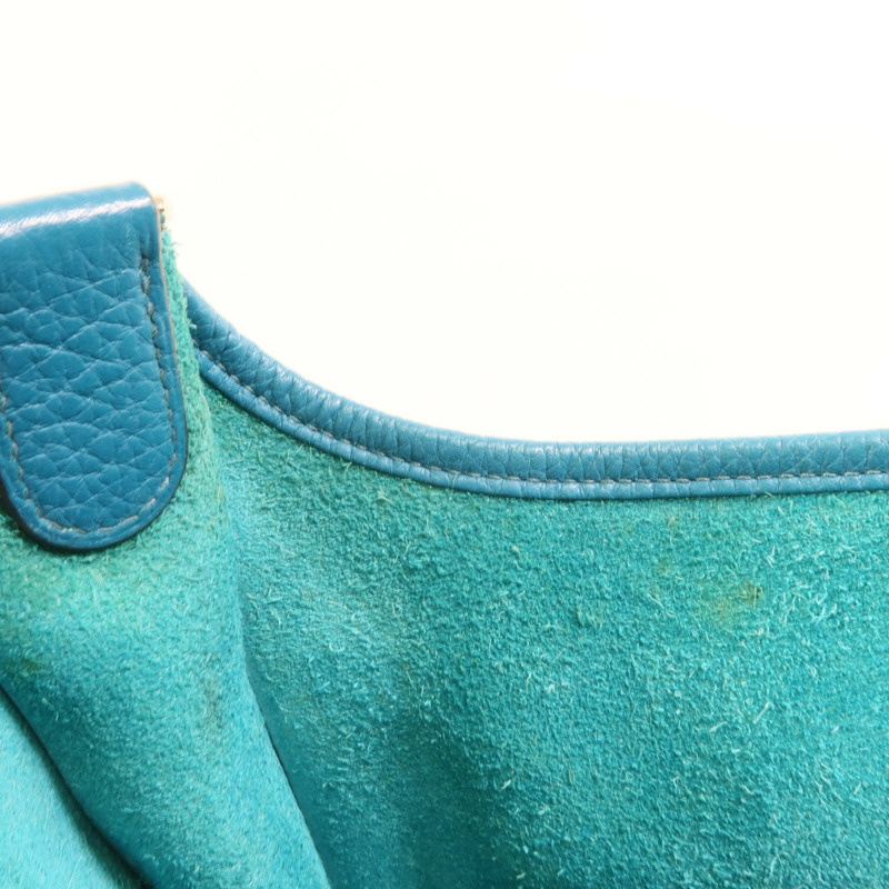 HERMES Clemence皮革Evelyne GM肩背袋Turquoise-15