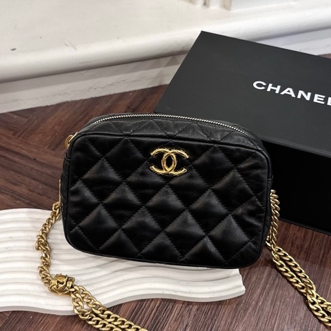 CHANEL 相機包調節扣黑金 晶片款