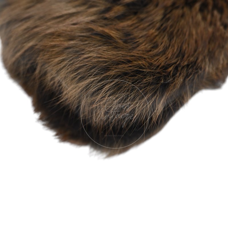 中古 芬迪 Fendi 黑色毛皮 Black Fur Baguette 法棍手袋-12