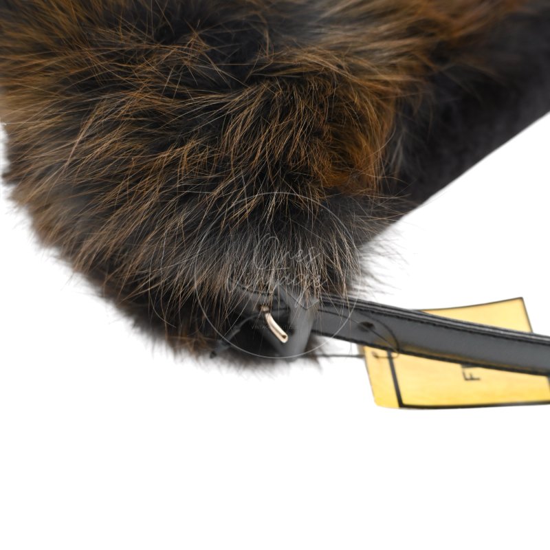 中古 芬迪 Fendi 黑色毛皮 Black Fur Baguette 法棍手袋-16