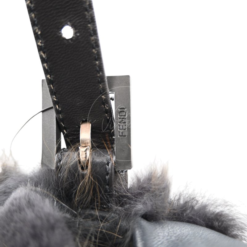中古 芬迪 Fendi 黑色毛皮 Black Fur Baguette 法棍手袋-39