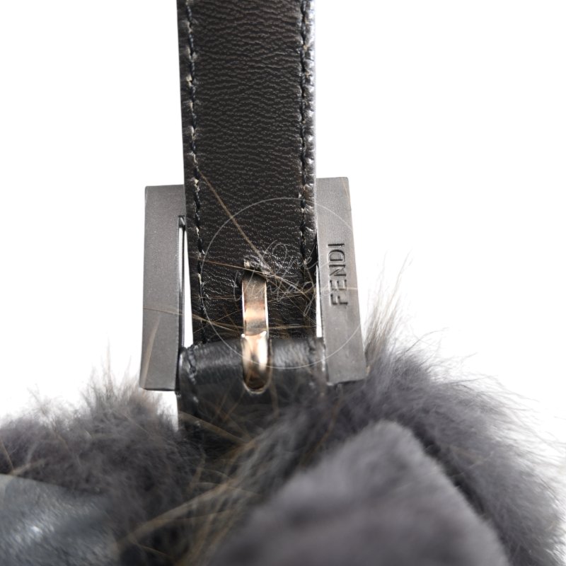 中古 芬迪 Fendi 黑色毛皮 Black Fur Baguette 法棍手袋-40