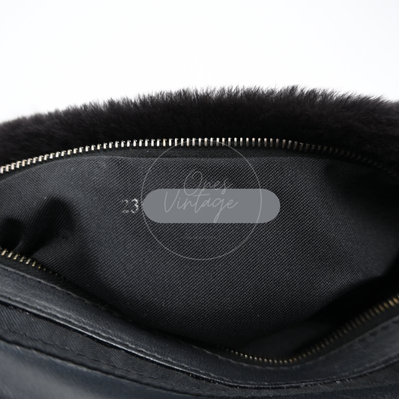 中古 芬迪 Fendi 黑色毛皮 Black Fur Baguette 法棍手袋-41