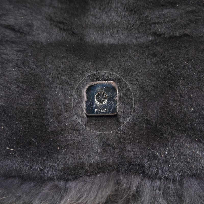 中古 芬迪 Fendi 黑色毛皮 Black Fur Baguette 法棍手袋-44