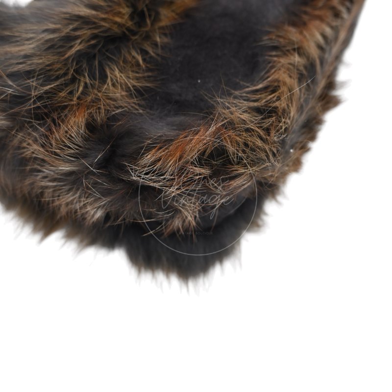 中古 芬迪 Fendi 黑色毛皮 Black Fur Baguette 法棍手袋-49