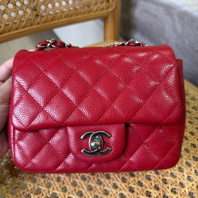 Chanel coco bag17 方胖紅色➿絕版品-0
