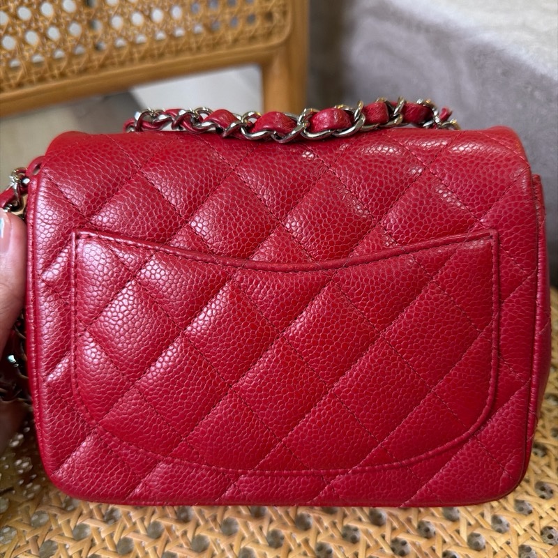 Chanel coco bag17 方胖紅色➿絕版品-6