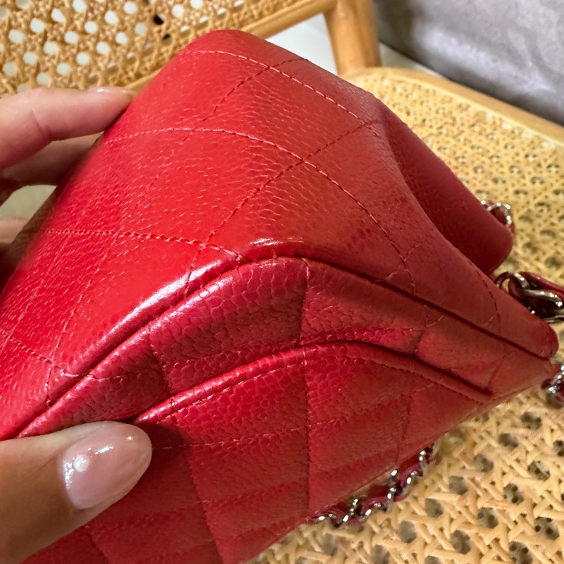 Chanel coco bag17 方胖紅色➿絕版品-8
