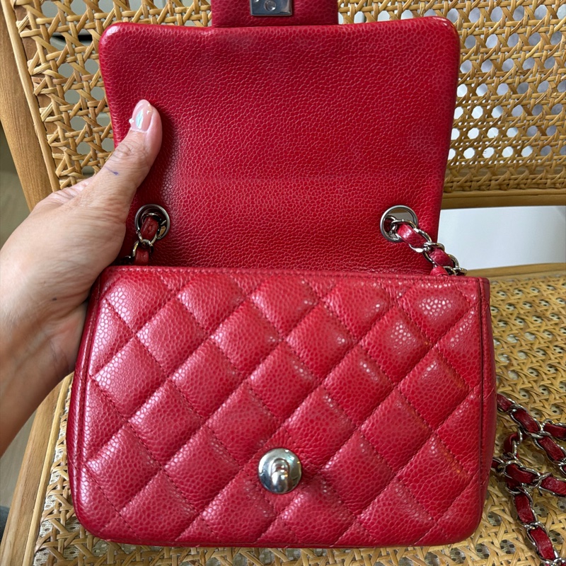 Chanel coco bag17 方胖紅色➿絕版品-18