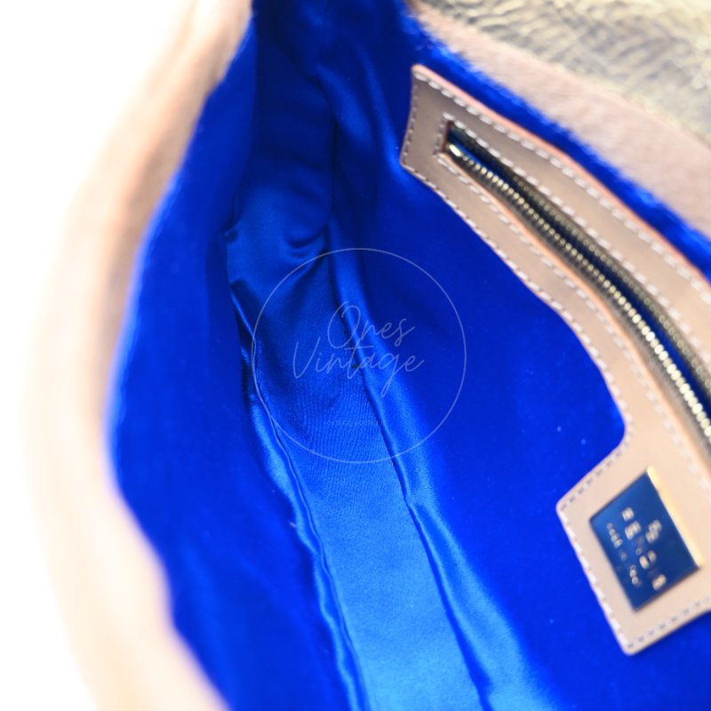 中古 芬迪 Fendi 棕金色小馬毛 Pony Hair Baguette 法棍肩背包-21