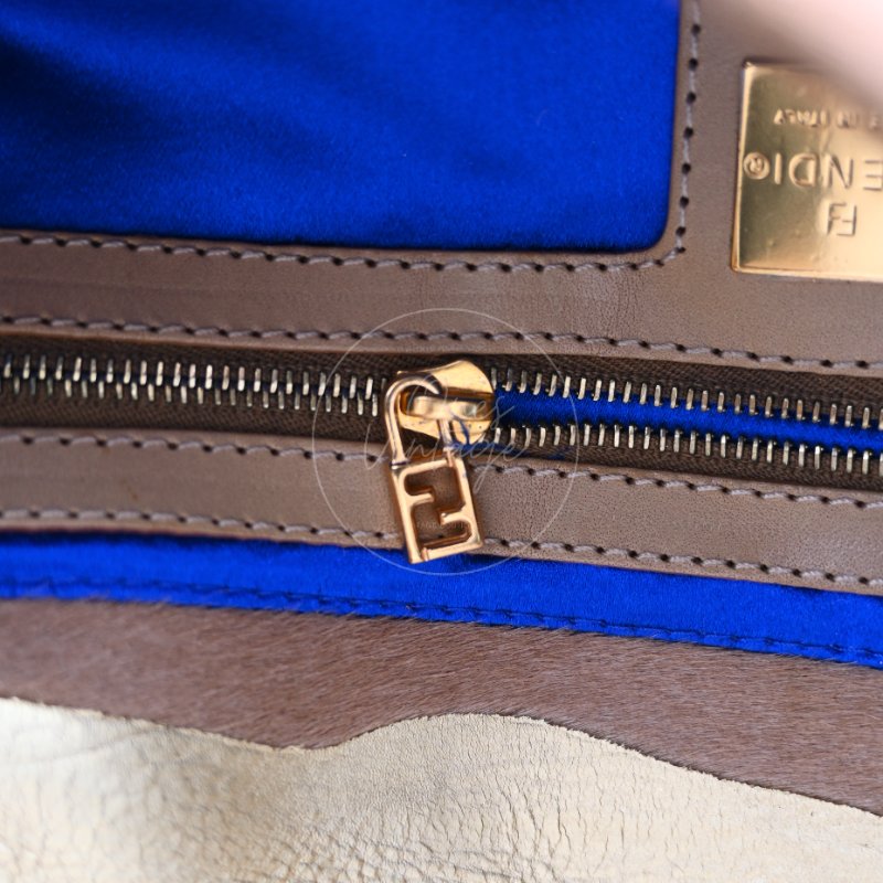 中古 芬迪 Fendi 棕金色小馬毛 Pony Hair Baguette 法棍肩背包-23