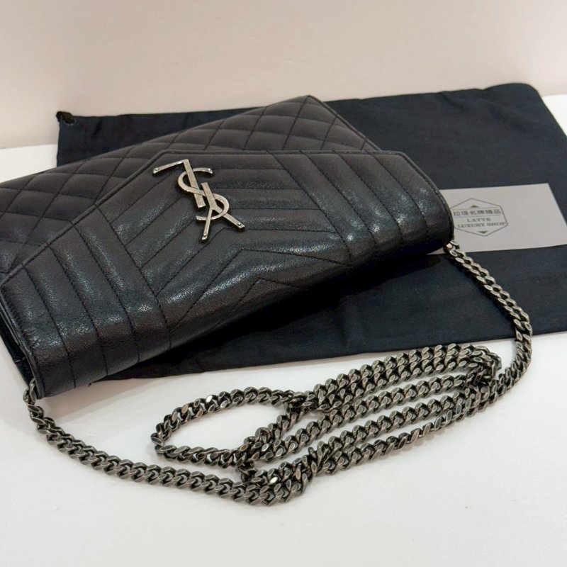 YSL 斜背包/側背包/鍊包/WOC 85成新-17