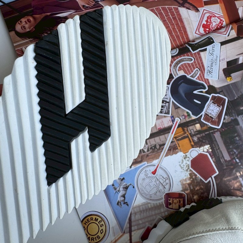 Hermes 白色拼黑休閒鞋38👟-5