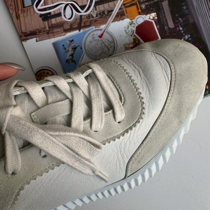 Hermes 白色拼黑休閒鞋38👟-12