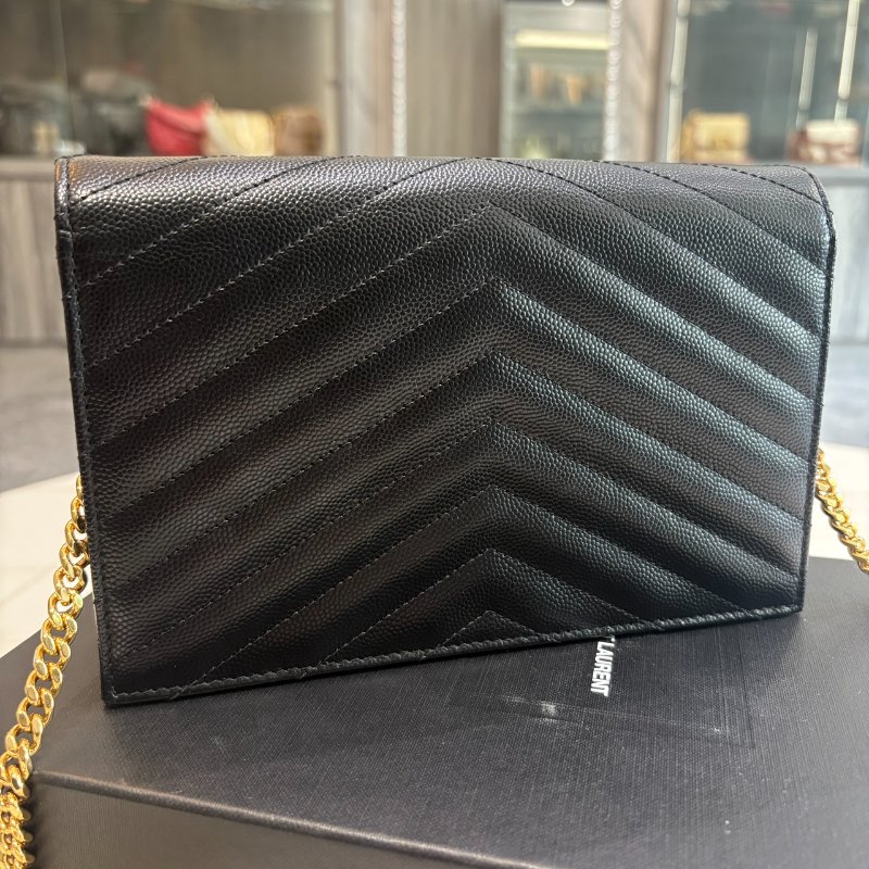 *SHIHNA名牌精品* YSL 黑金 魚子醬信封袋式鏈條WOC-8