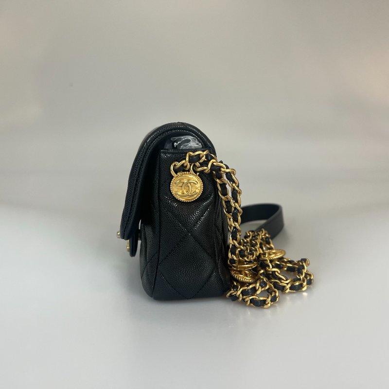 CHANEL 金幣方胖包荔枝黑 AS3368/晶片款-2