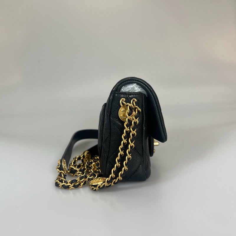 CHANEL 金幣方胖包荔枝黑 AS3368/晶片款-3