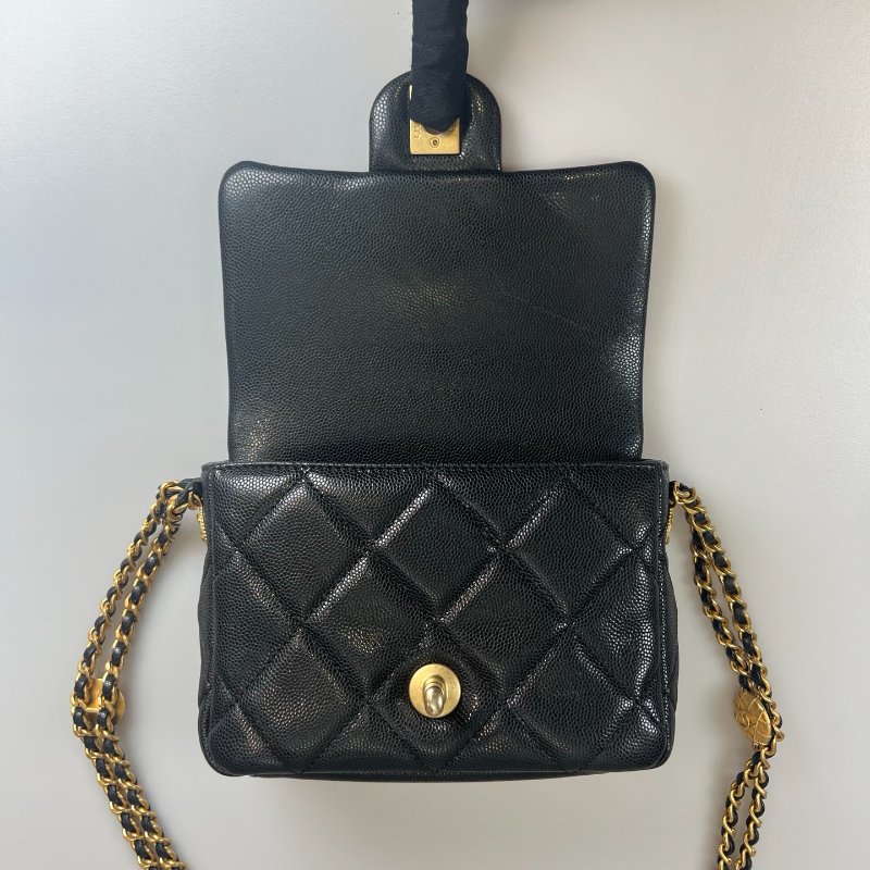 CHANEL 金幣方胖包荔枝黑 AS3368/晶片款-4