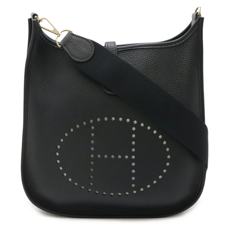 愛馬仕 Evelyne II 2 PM 單肩包，Taurillon Clemence 皮革，黑色，□I 印章-0