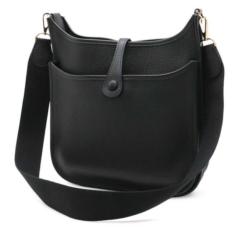 愛馬仕 Evelyne II 2 PM 單肩包，Taurillon Clemence 皮革，黑色，□I 印章-2