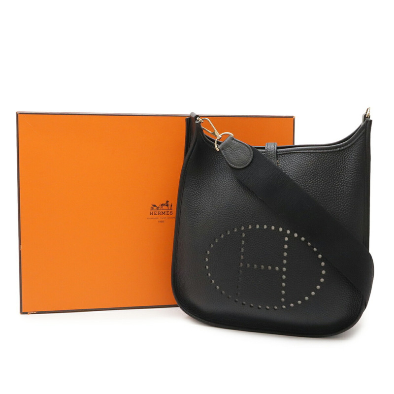 愛馬仕 Evelyne II 2 PM 單肩包，Taurillon Clemence 皮革，黑色，□I 印章-8
