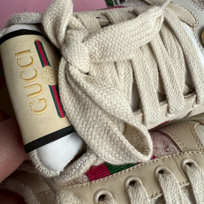 🎊重點有盒子🎊Gucci 米白雙G紅綠織帶休閒布鞋 38-3
