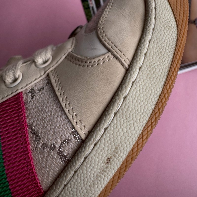 🎊重點有盒子🎊Gucci 米白雙G紅綠織帶休閒布鞋 38-4