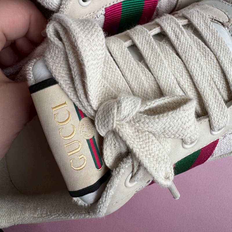 🎊重點有盒子🎊Gucci 米白雙G紅綠織帶休閒布鞋 38-6